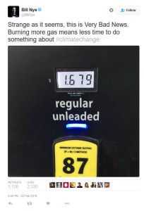 Bill Nye tweat against affordable gasoline
