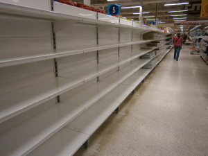 Empty shelves in Venezuela
