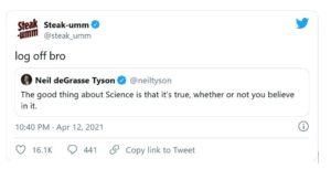 Skeptical steak sandwich takes down Tyson's settled-science in Twitter battle